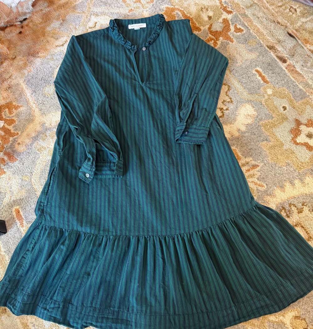 Free Assembly Women's Striped Tiered Mini Dress with Ruffled Collar